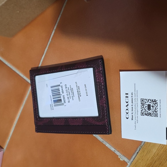 Coach Dark Red Card Holder - Picture 2 of 5